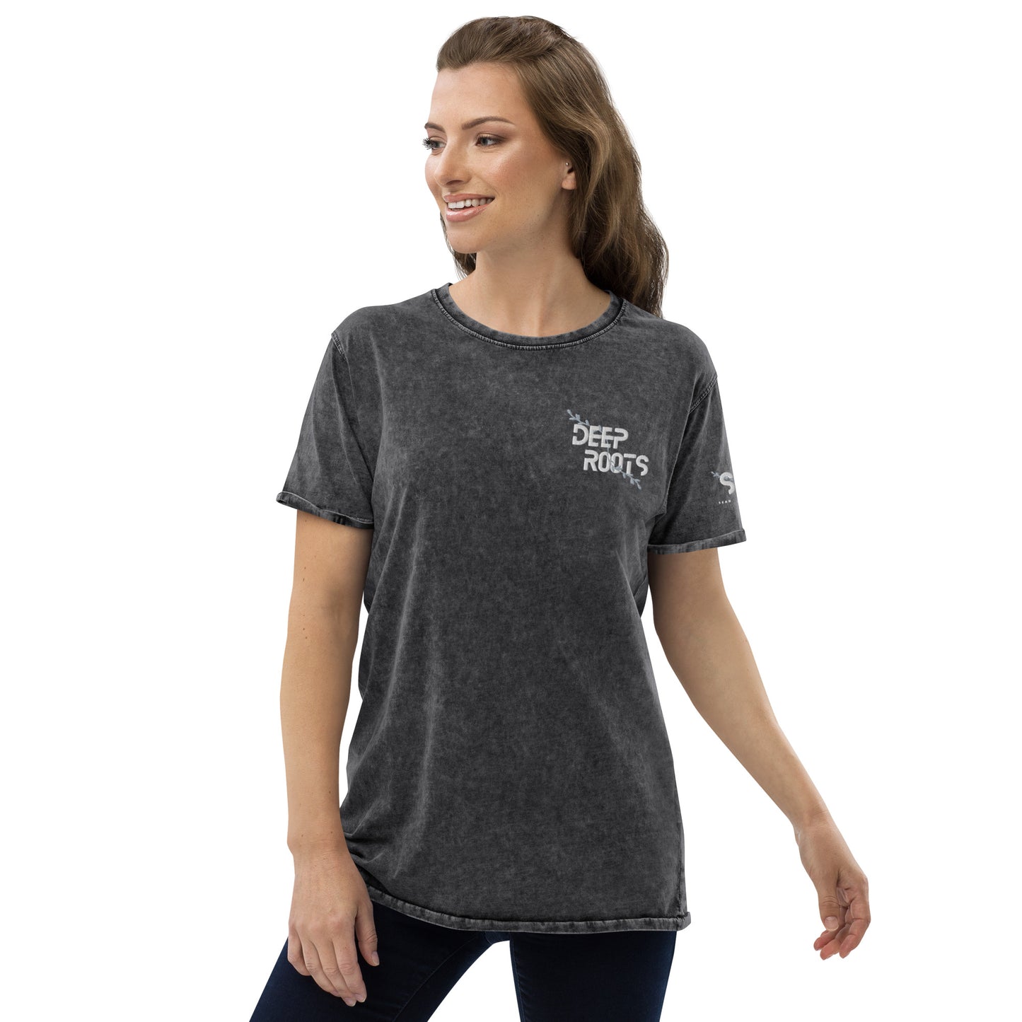 Unisex Embroidered Denim T-Shirt