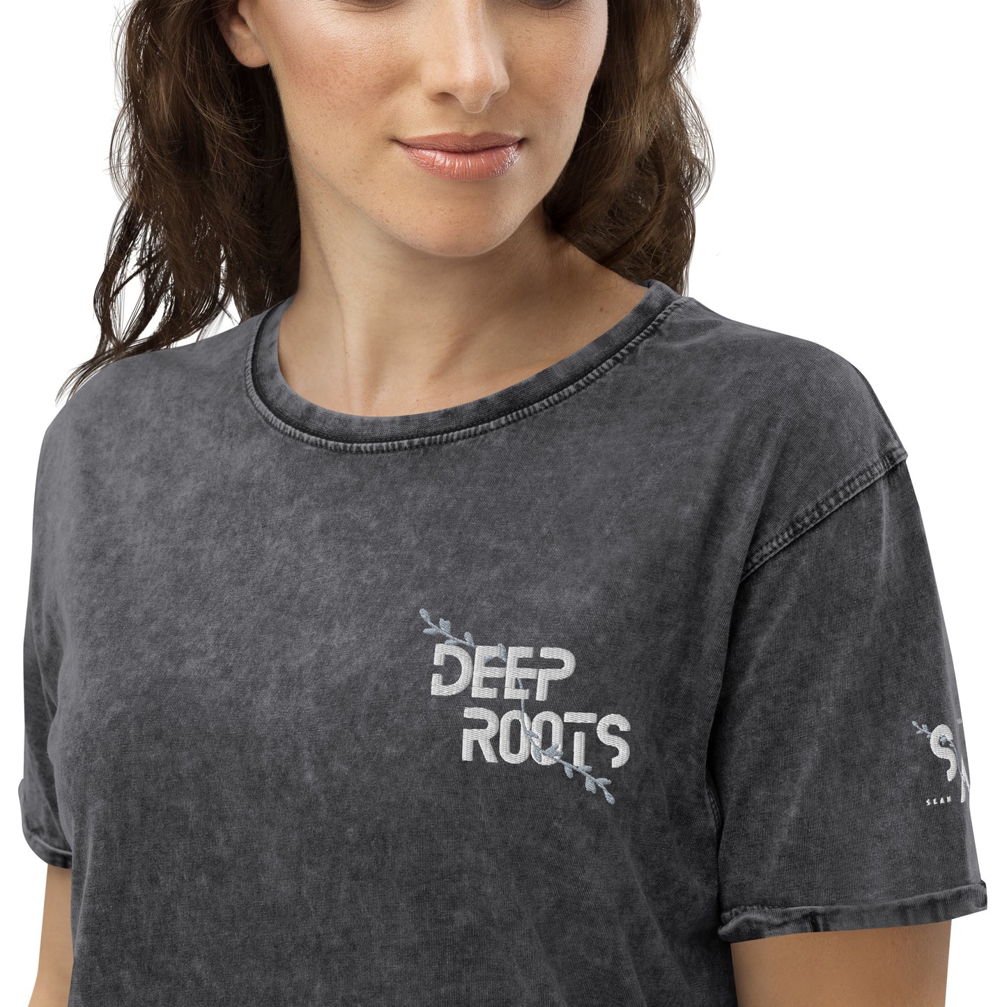 Unisex Embroidered Denim T-Shirt